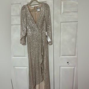 Ileana for Mcduggal champagne sequin gown NWT